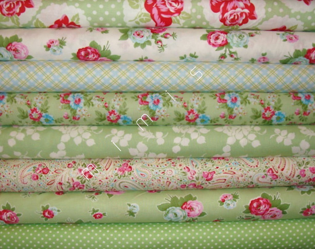 Tanya Whelan TW39 Delilah Rosie Green Cotton Fabric By The Yard 