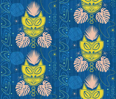 Retro Tiki Cat fabric, xoxotique, Spoonflower. helpful non helpful. spoonfl...