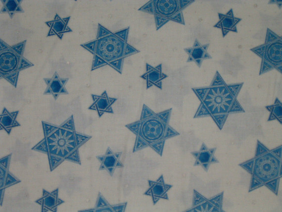 Jewish Judaica Fabric Tossed Stars on Beige