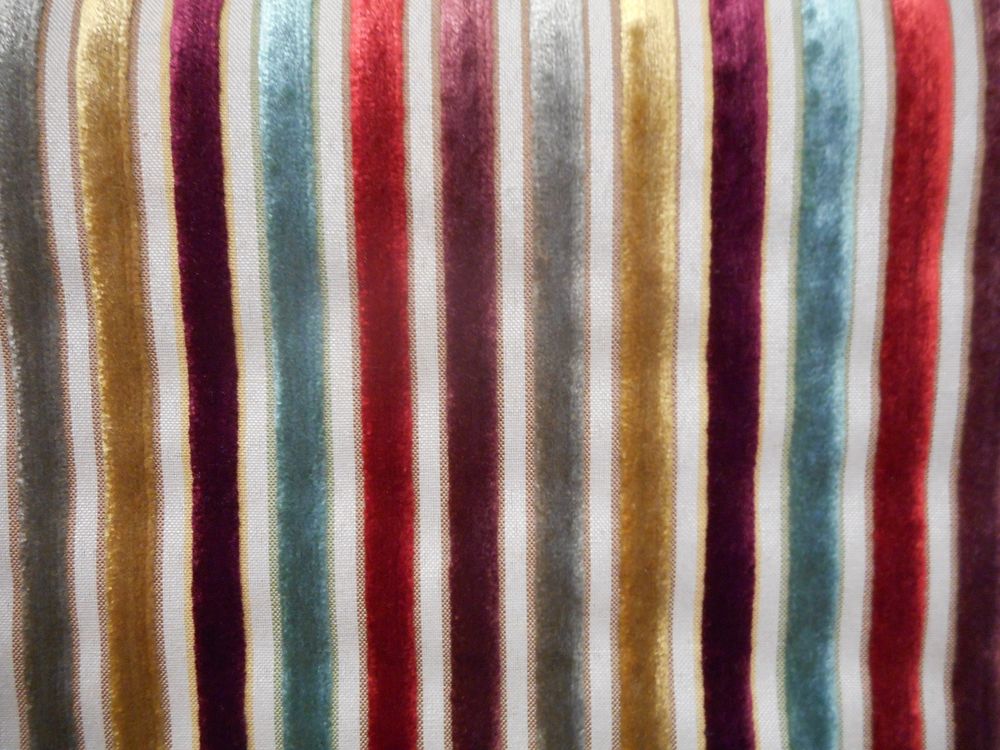 Belluti Striped Velvet Designer Upholstery Fabric Roll. 