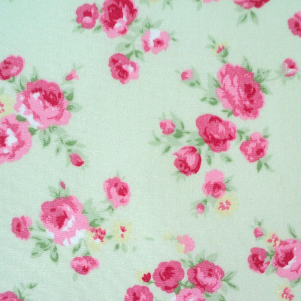 Chic House Inc Faded PINK Shabby Ditsy Roses on White Cotton Poplin 54" wide 