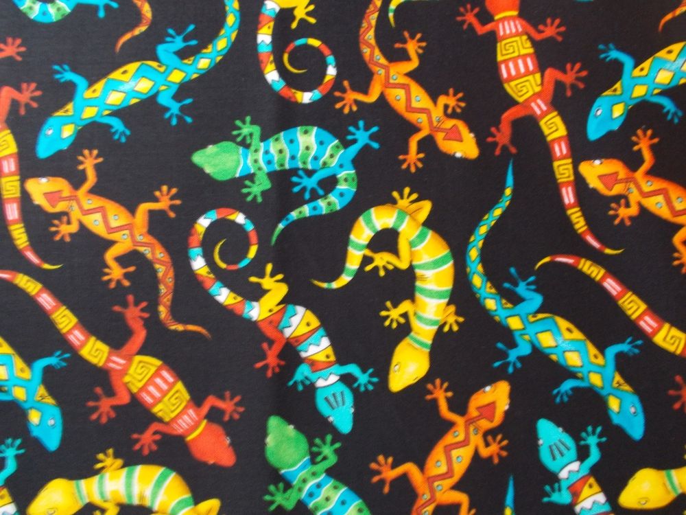 Multicolored Gecko Cotton Fabric