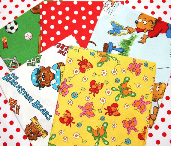 School Unisex Quilt Cotton Mask Fabric 18\u201d X 21\u201d FQ New Berenstains Bear Country School Back To Home
