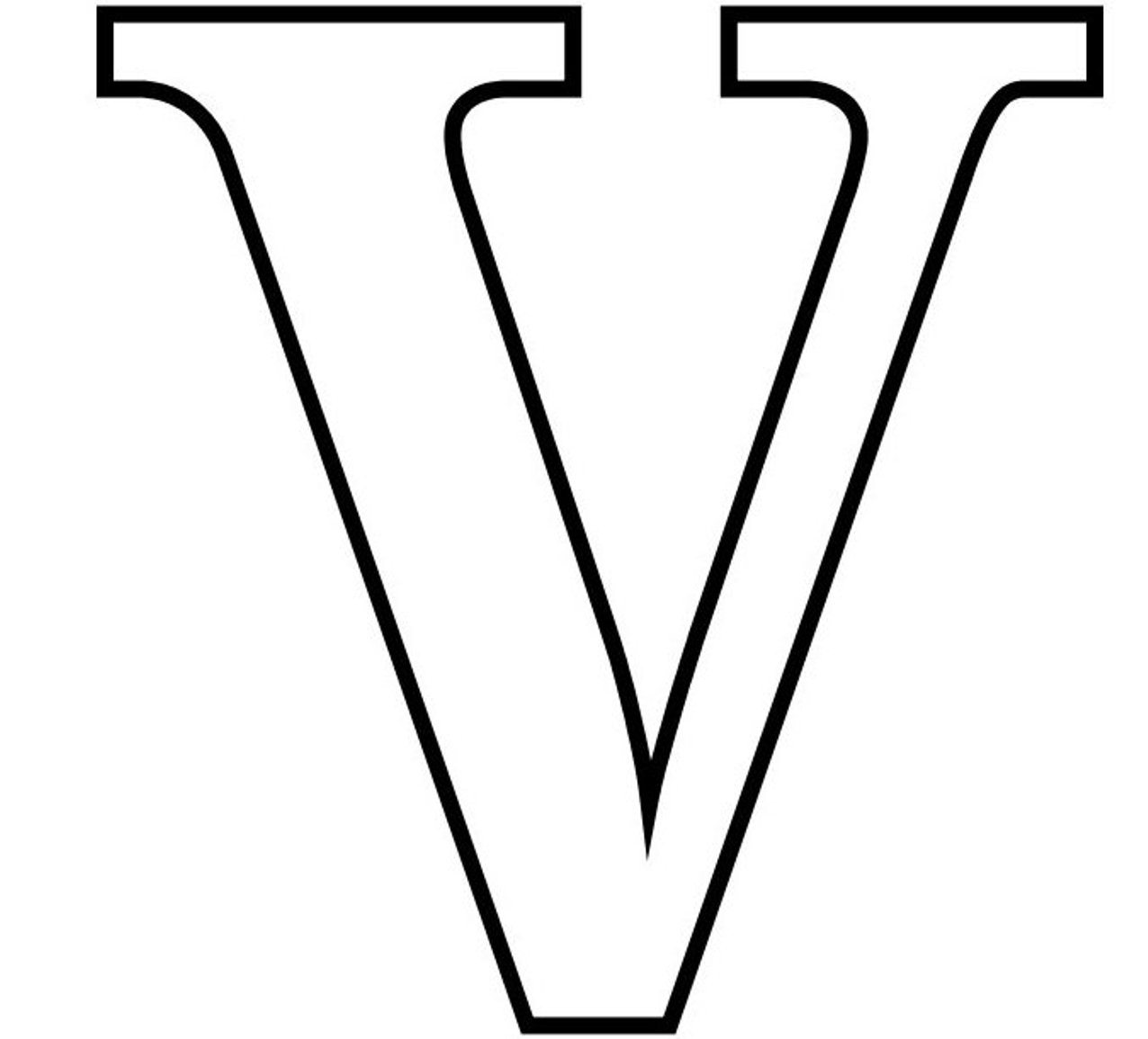 V. Буква v. Большая буква v. Английская буква v. Трафарет буквы v.