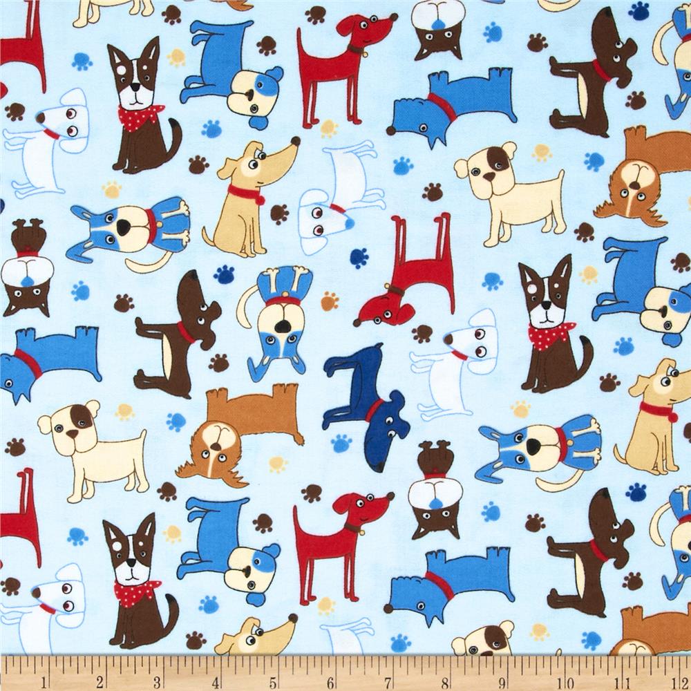 BonEful Fabric FQ Cotton Quilt VTG Aqua Blue Red White Dog Puppy Pet Shop Cookie 