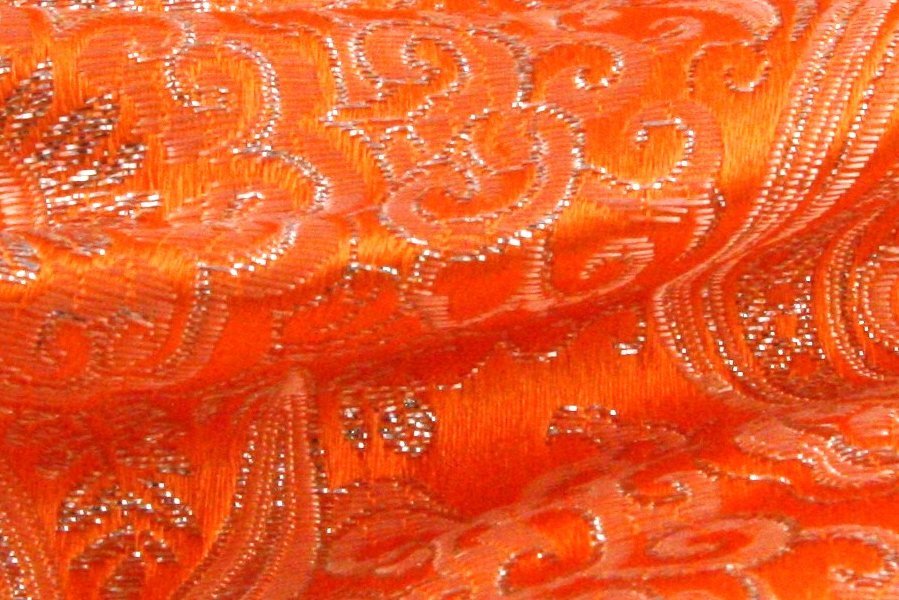 Orange brocade Fabric