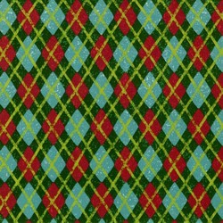BonEful FABRIC FQ Cotton Quilt Green Argyle Diamond Plaid Red Xmas Knit Holiday 